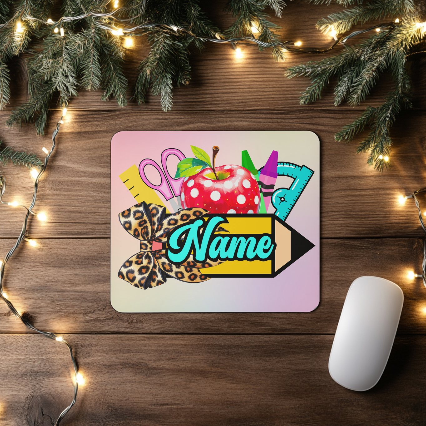 "Leopard ~n~ Red Polka Dots" Personalized Mouse Pad