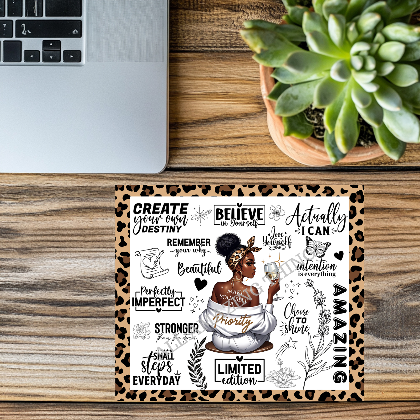 "Believe in Yourself" - Animal Print - Mousepad