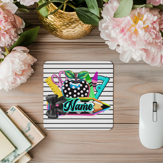 "B&W Polka Dot Apple" - Mouse Pad