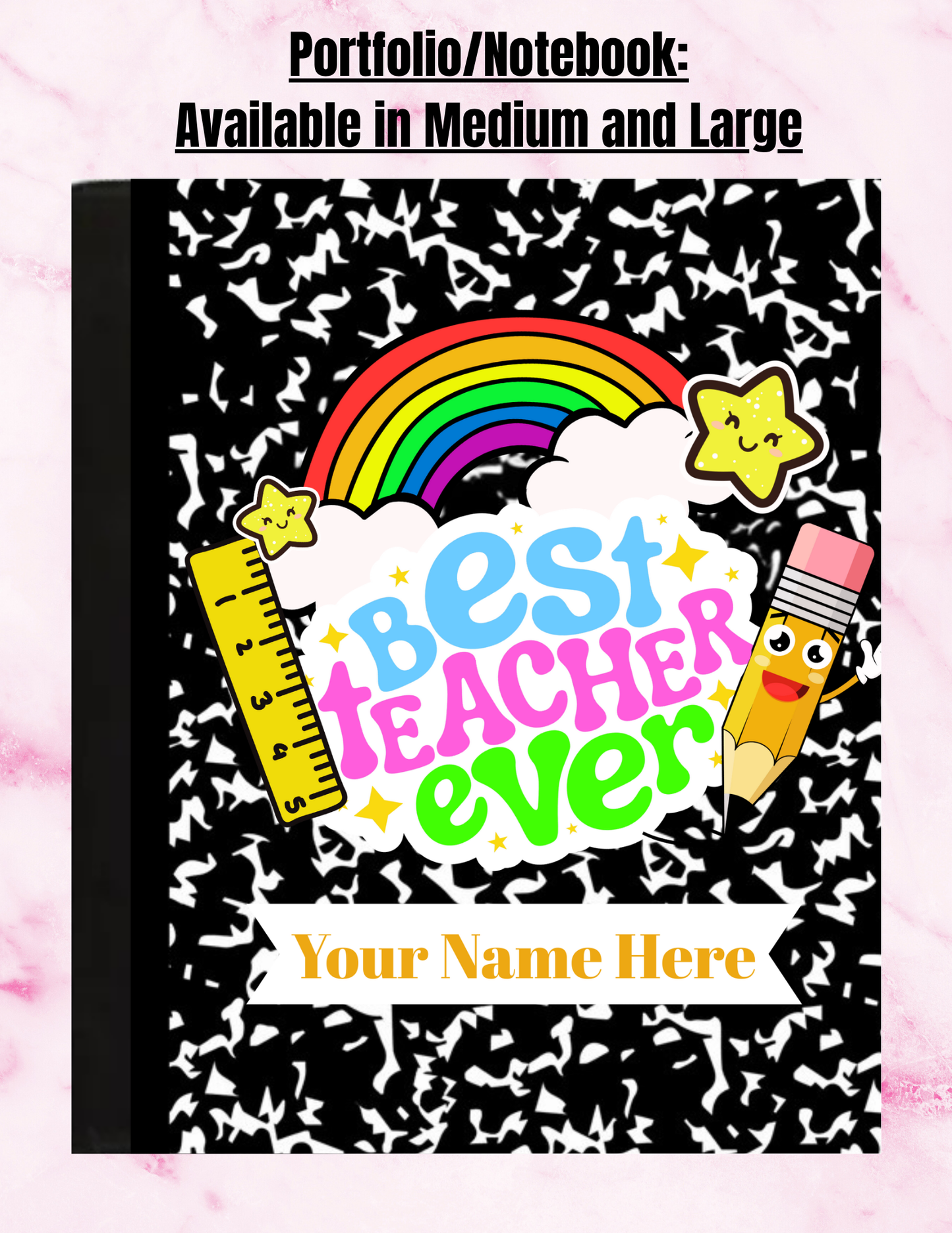 "Best Teacher Ever Comp Style" - Personalized Medium Size Notepad Portfolio