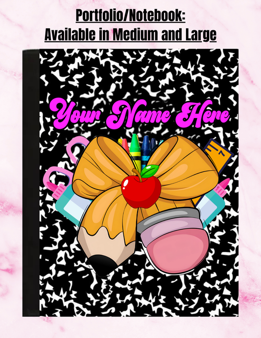 "Pencil Ribbon Comp Style" - Personalized Large Sized Notepad Portfolio