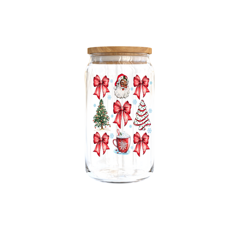 "Christmas Black Santa" Glass Cup