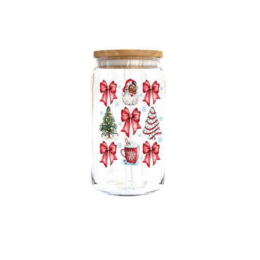 "Christmas Black Santa" Glass Cup