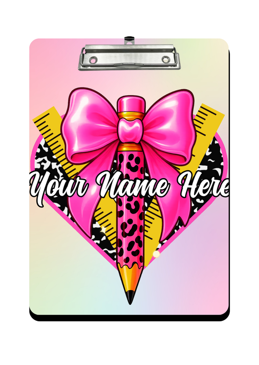"Pink Ribbon Animal Print" - Clipboard