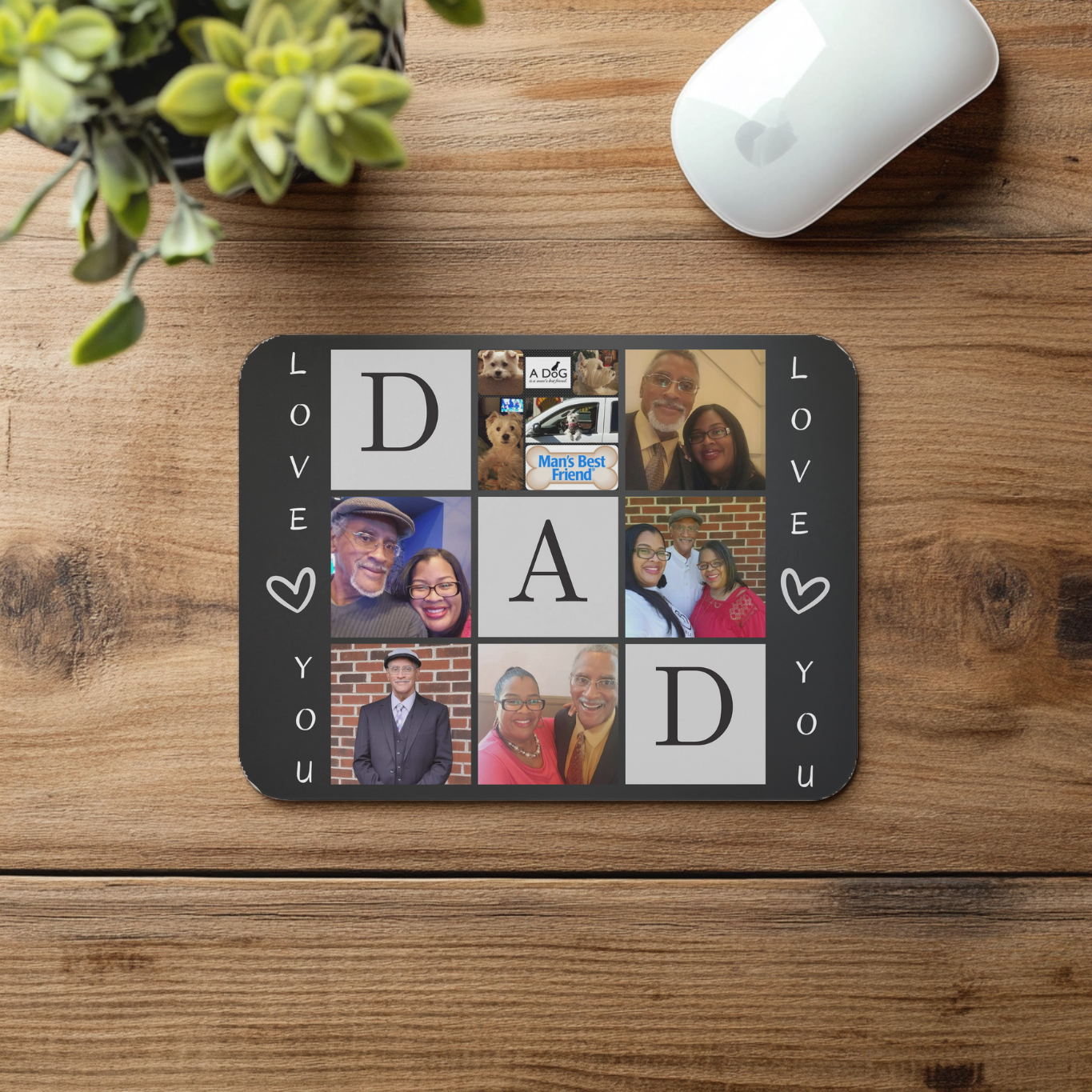 Personalized "DAD" Mouse Pad - Black