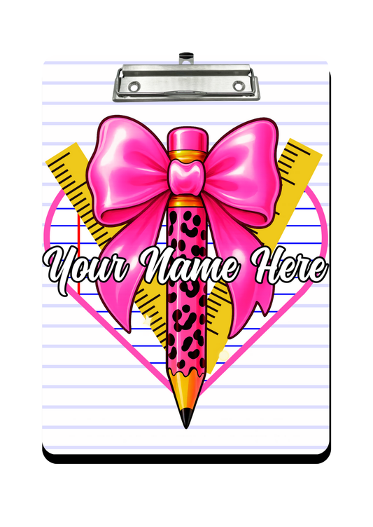 "Pink Ribbon & Lines" - Clipboard