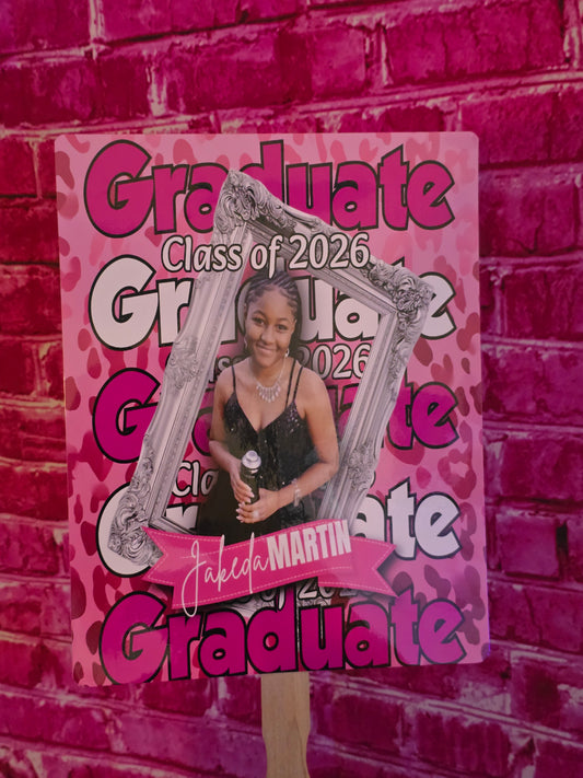 GRAD 2026 FAN - PINK POP OUT STYLE