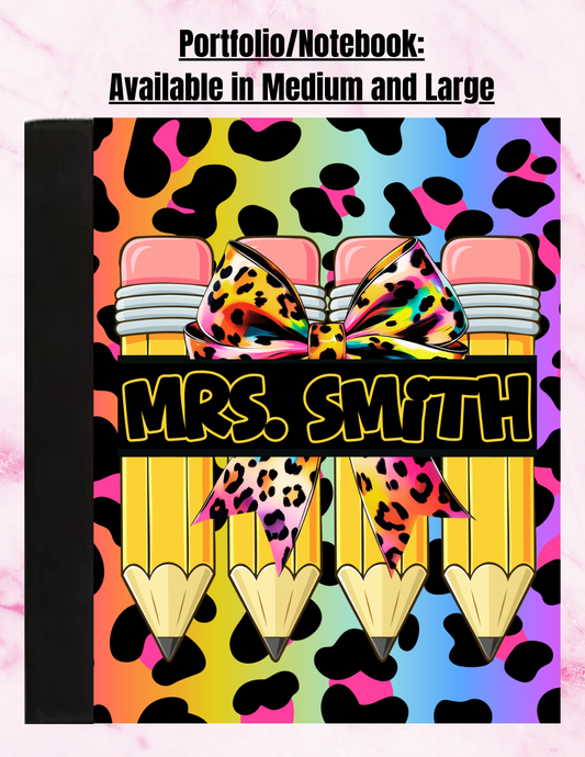 "Double Colorful Animal Print" - Personalized Large Sized Notepad Portfolio