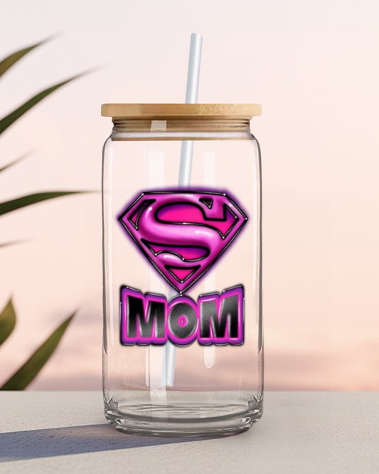 "Super Mom" Glass Cup