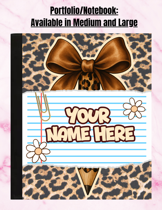 "Brown Animal Print" Personalized Large Notepad Portfolio