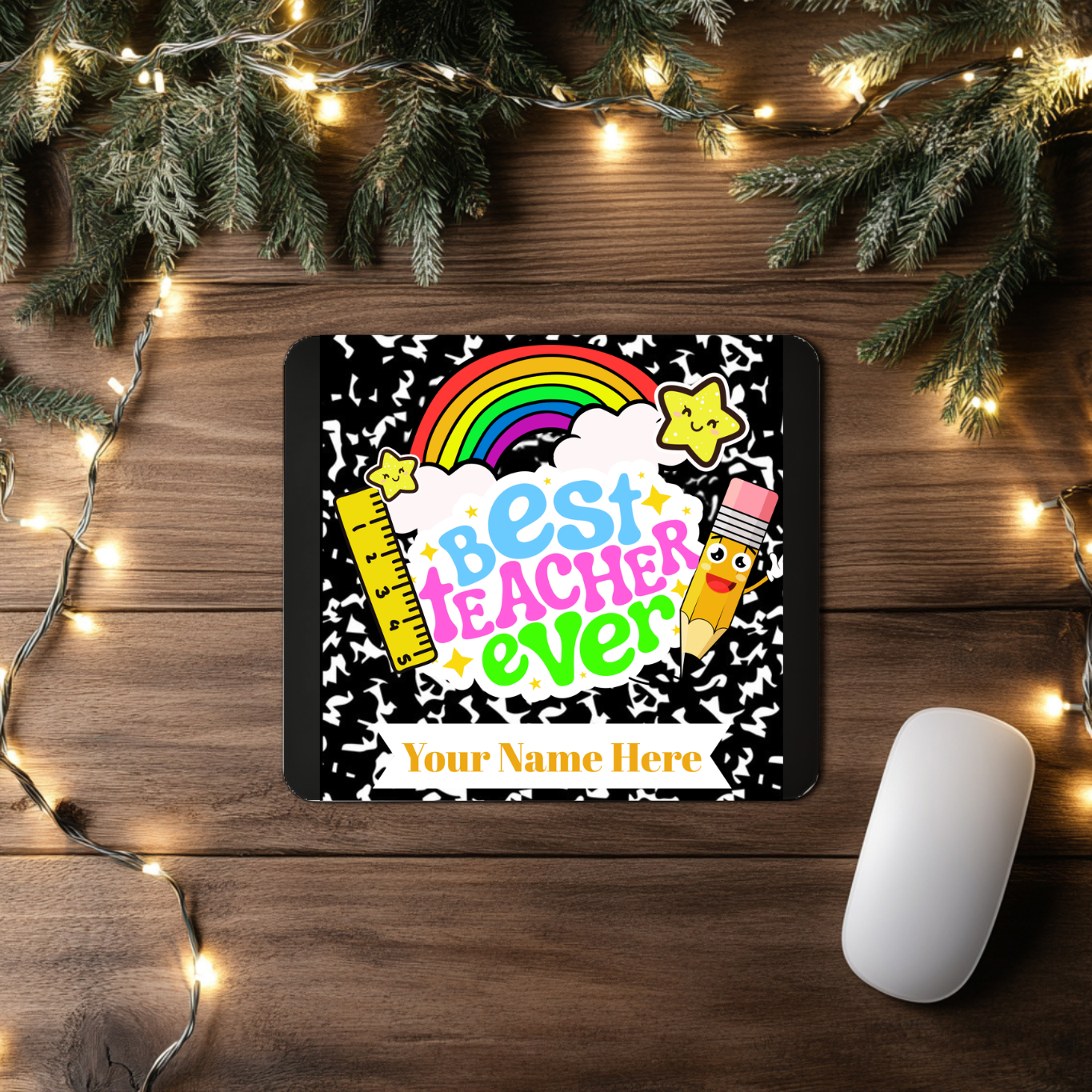"Best Teacher Ever Comp Style" - Personalized Mouse Pad