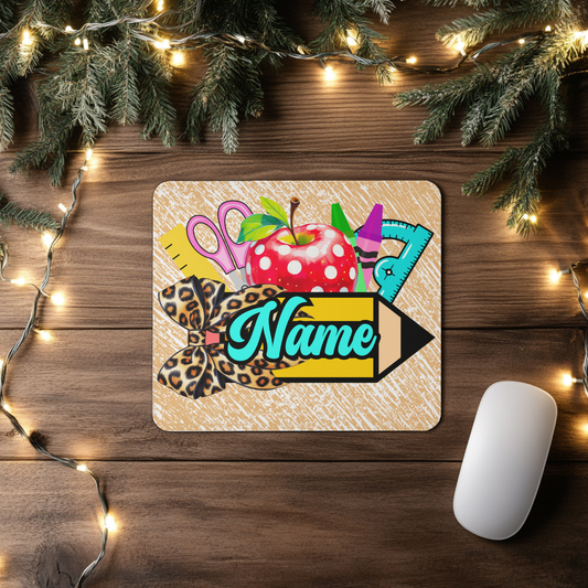 "Tan Leopard ~n~ Red Polka Dots" Personalized Mouse Pad