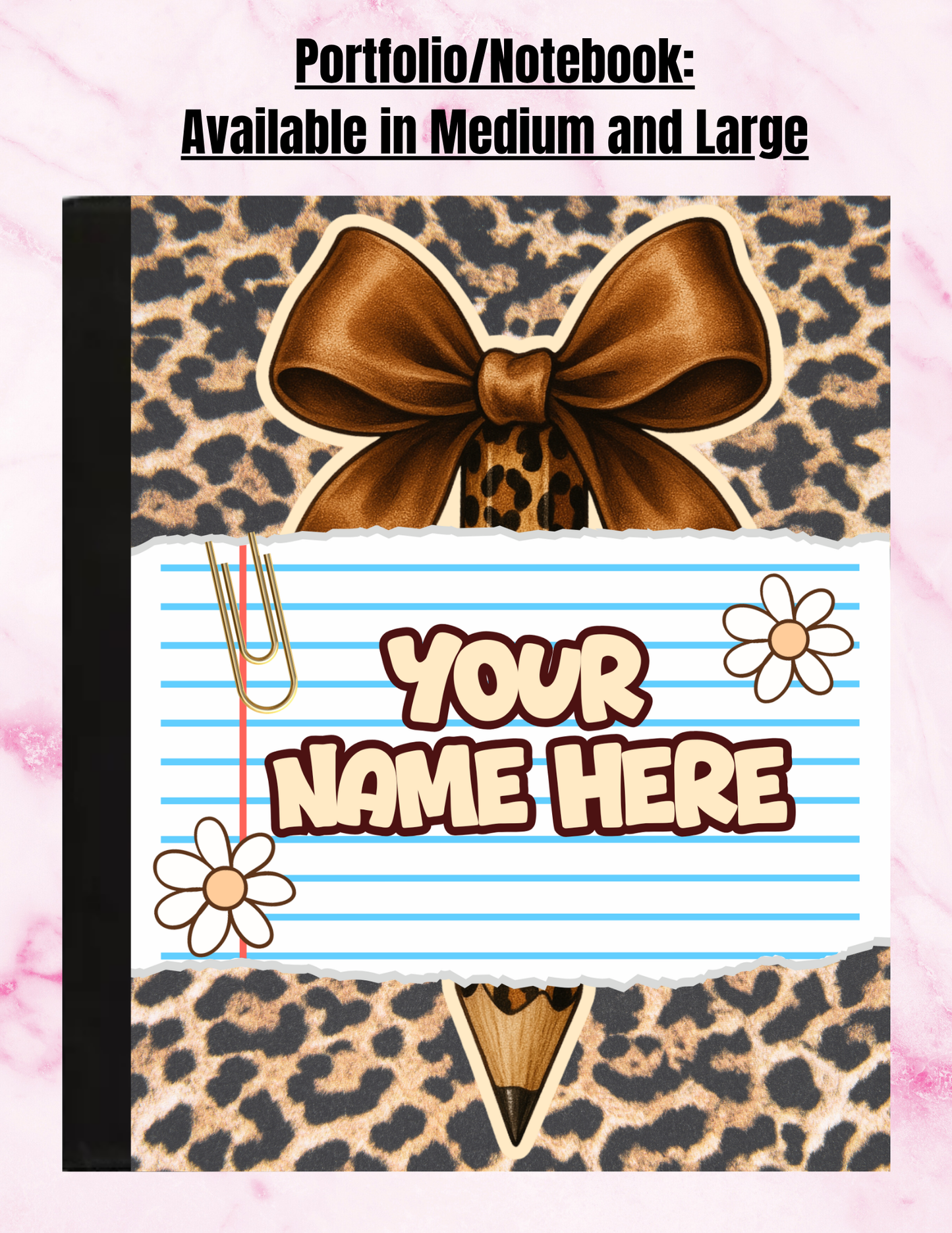 "Brown Animal Print" Personalized Medium Notepad Portfolio