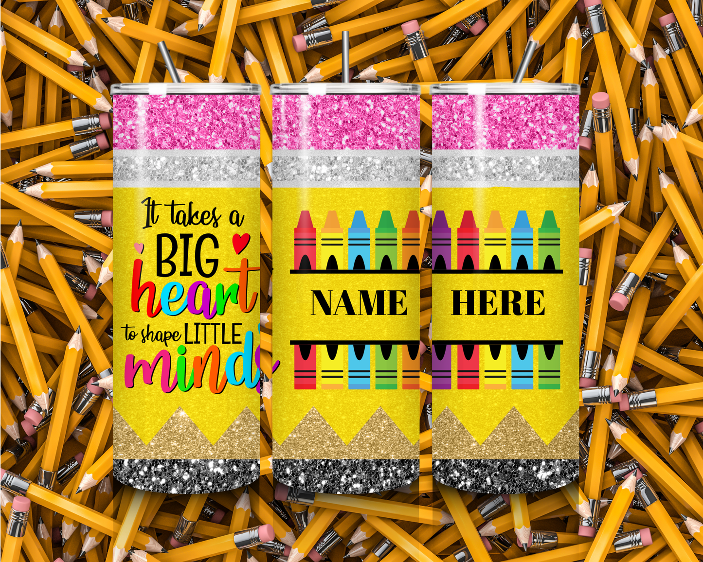 "It Takes a Big Heart" Personalized Teacher Tumber