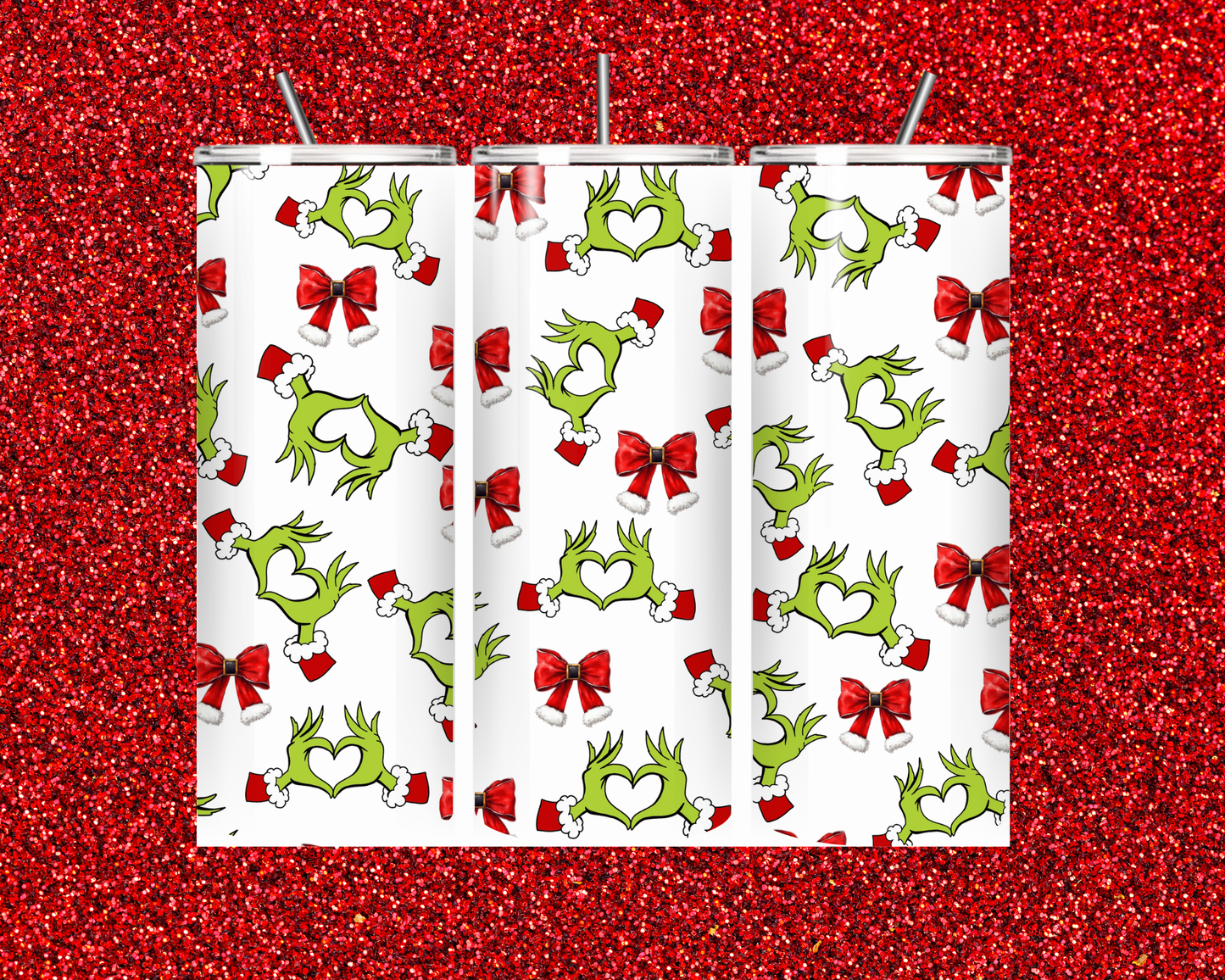 "Green hands and red bows" Tumbler