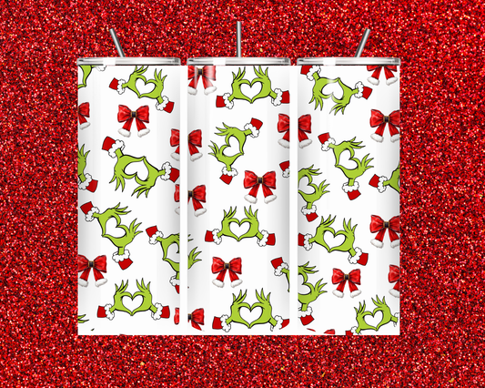 "Green hands and red bows" Tumbler