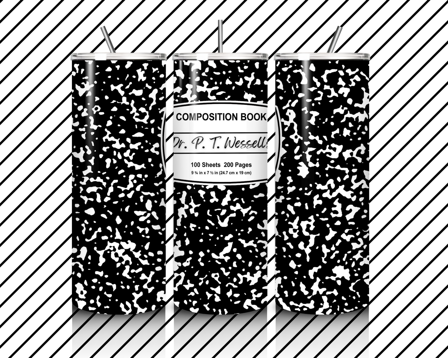 Personalized "Composition Book Themed" Tumbler