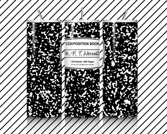 Personalized "Composition Book Themed" Tumbler