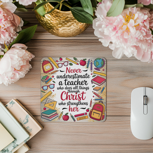 "Never Underestimate a Teacher" - Inspirational Mouse Pad