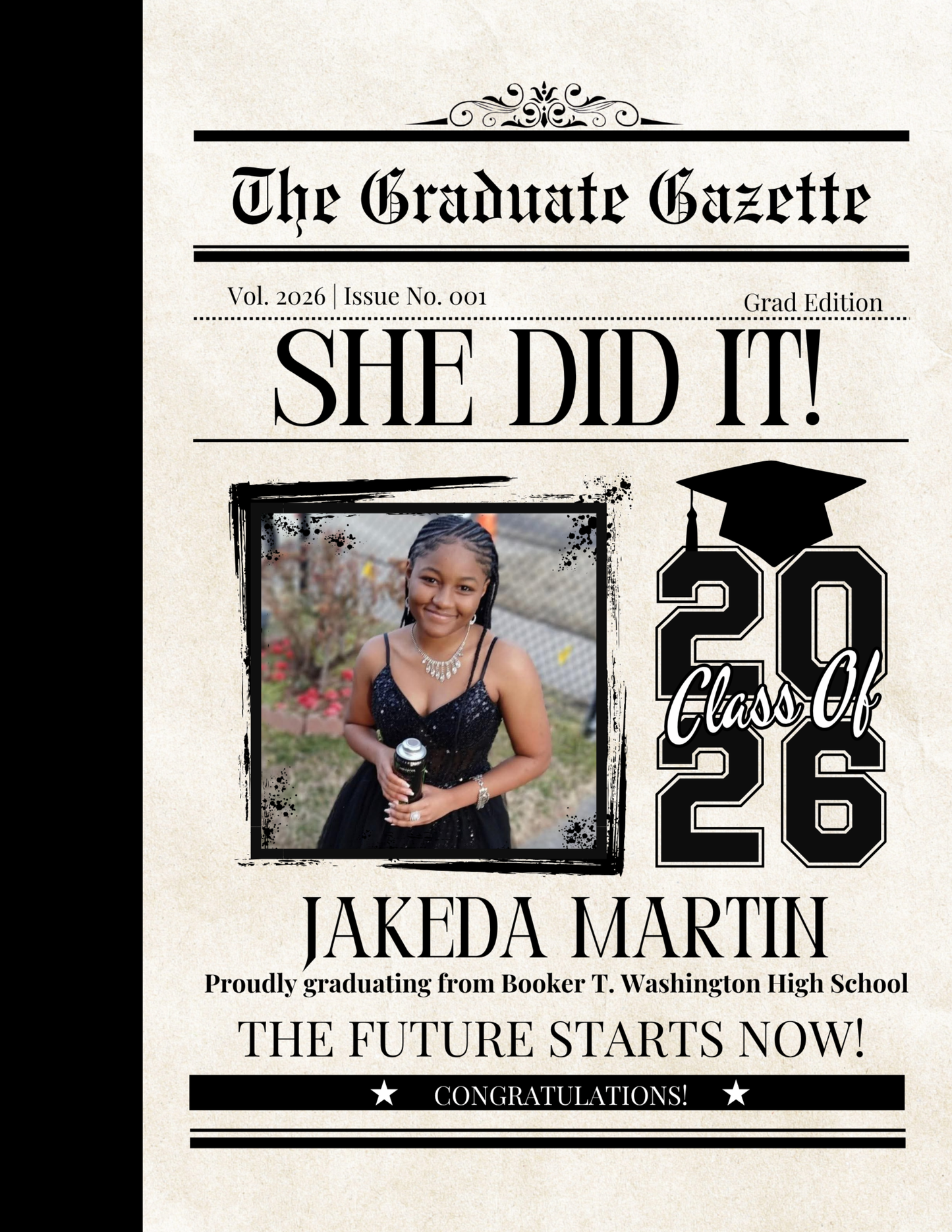 Grad 2026 Personalized Composition Notebook - Newspaper Style