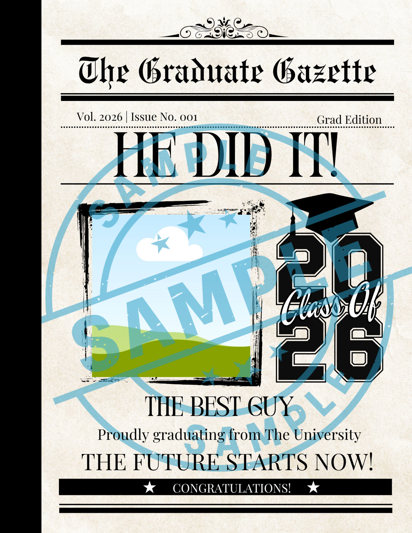 Grad 2026 Personalized Composition Notebook - Newspaper Style
