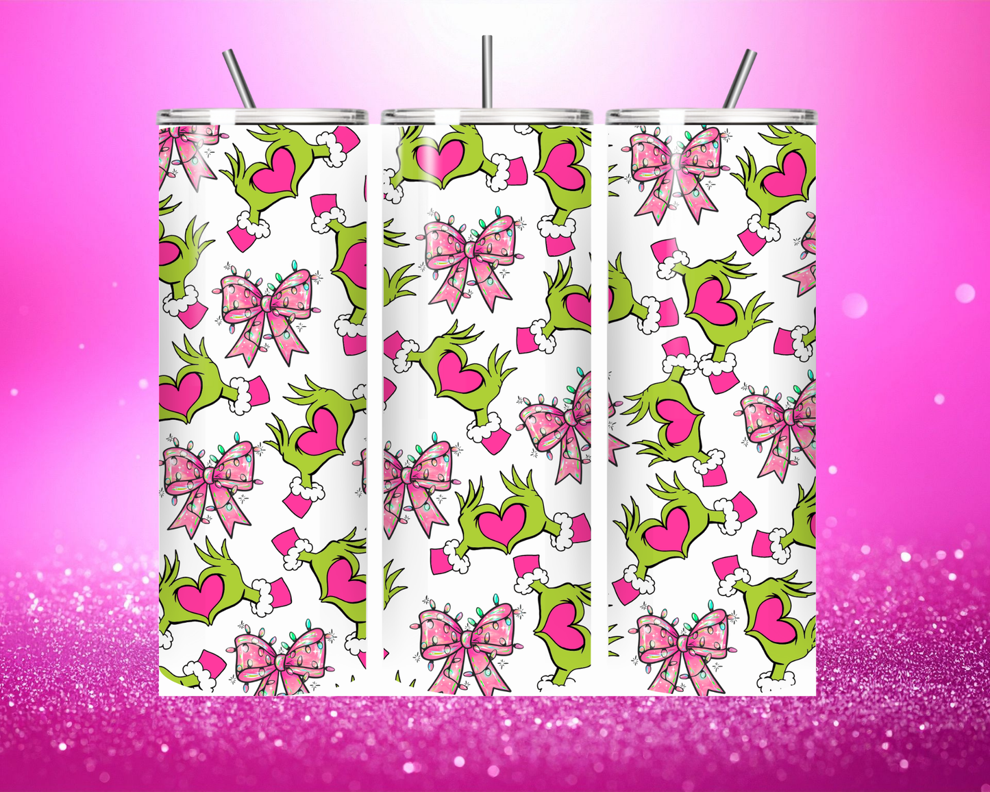 "Green hands with pink" tumbler