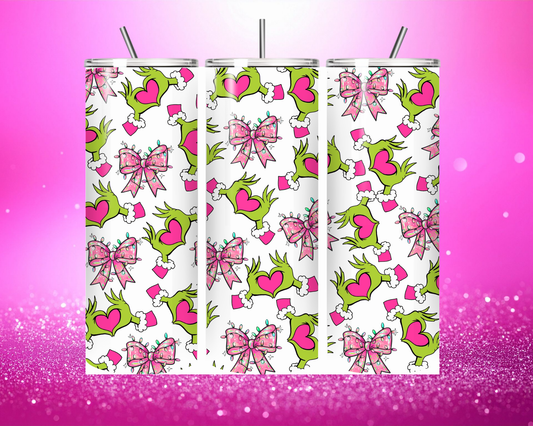 "Green hands with pink" tumbler