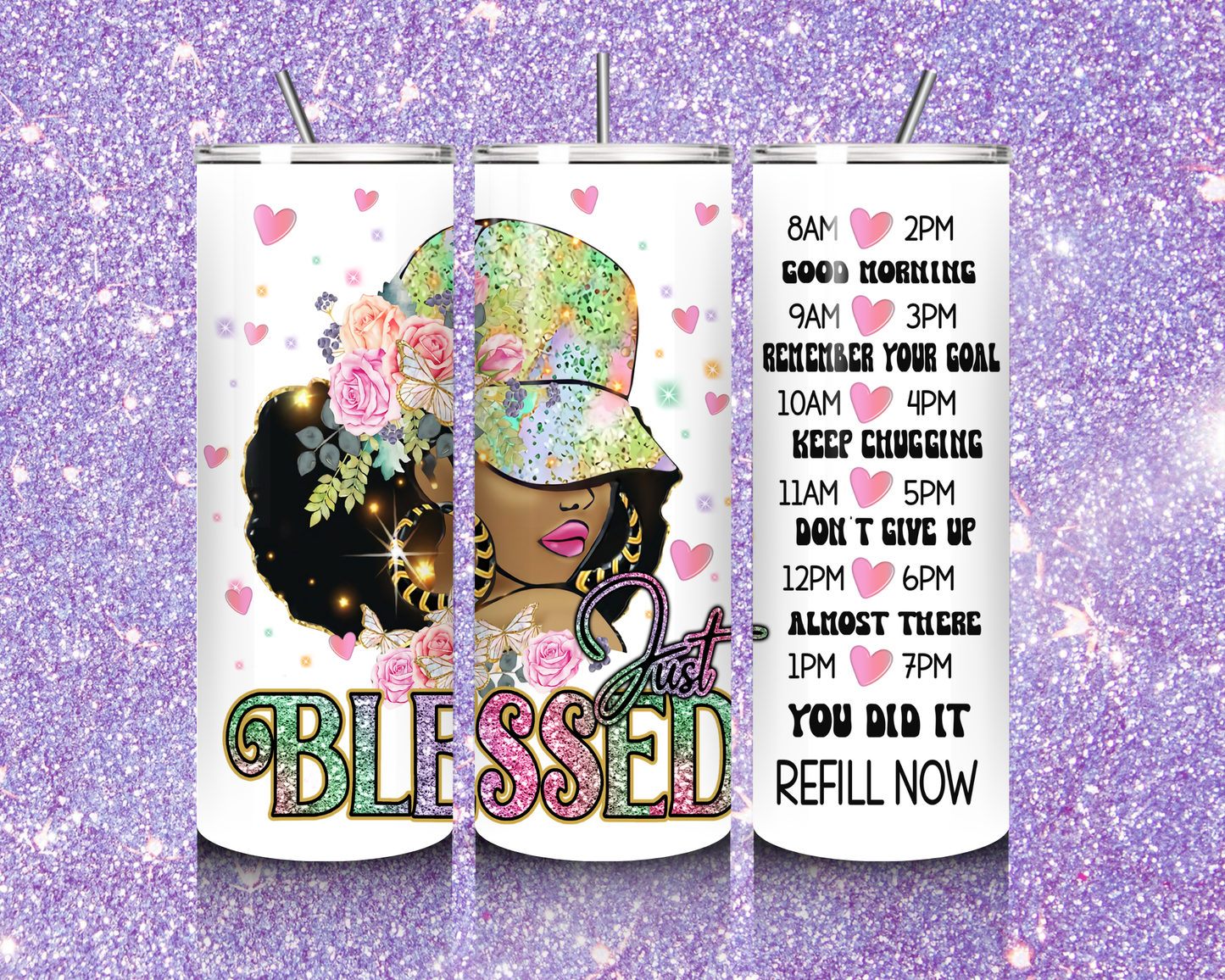 "Just Blessed" Water Tracker Tumbler