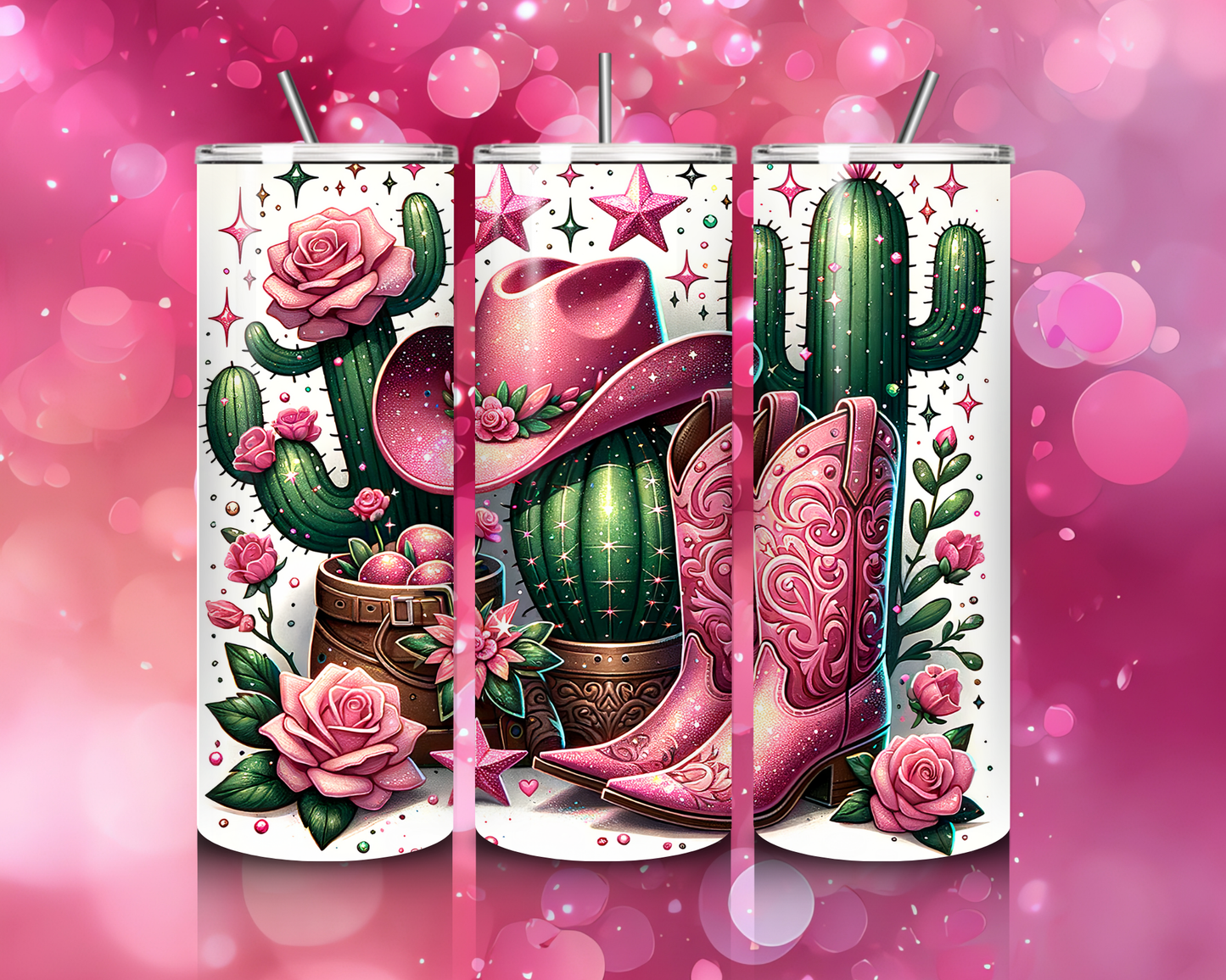 "Pink Boots & Catcus" Tumbler