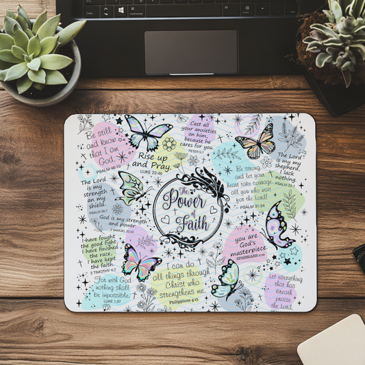 "Power of Faith" Butterflies Mousepad