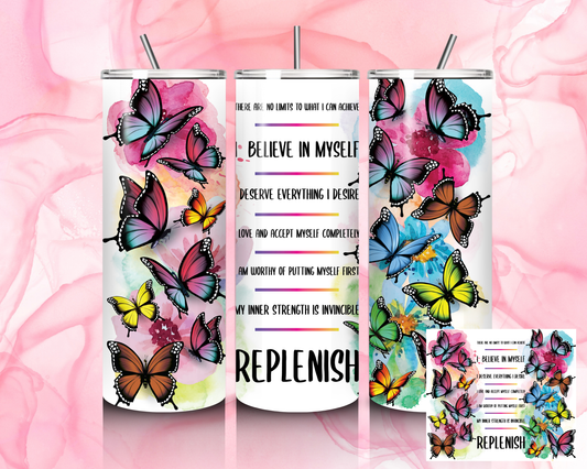 "Affirmations - Multi Butterflies" Tumbler