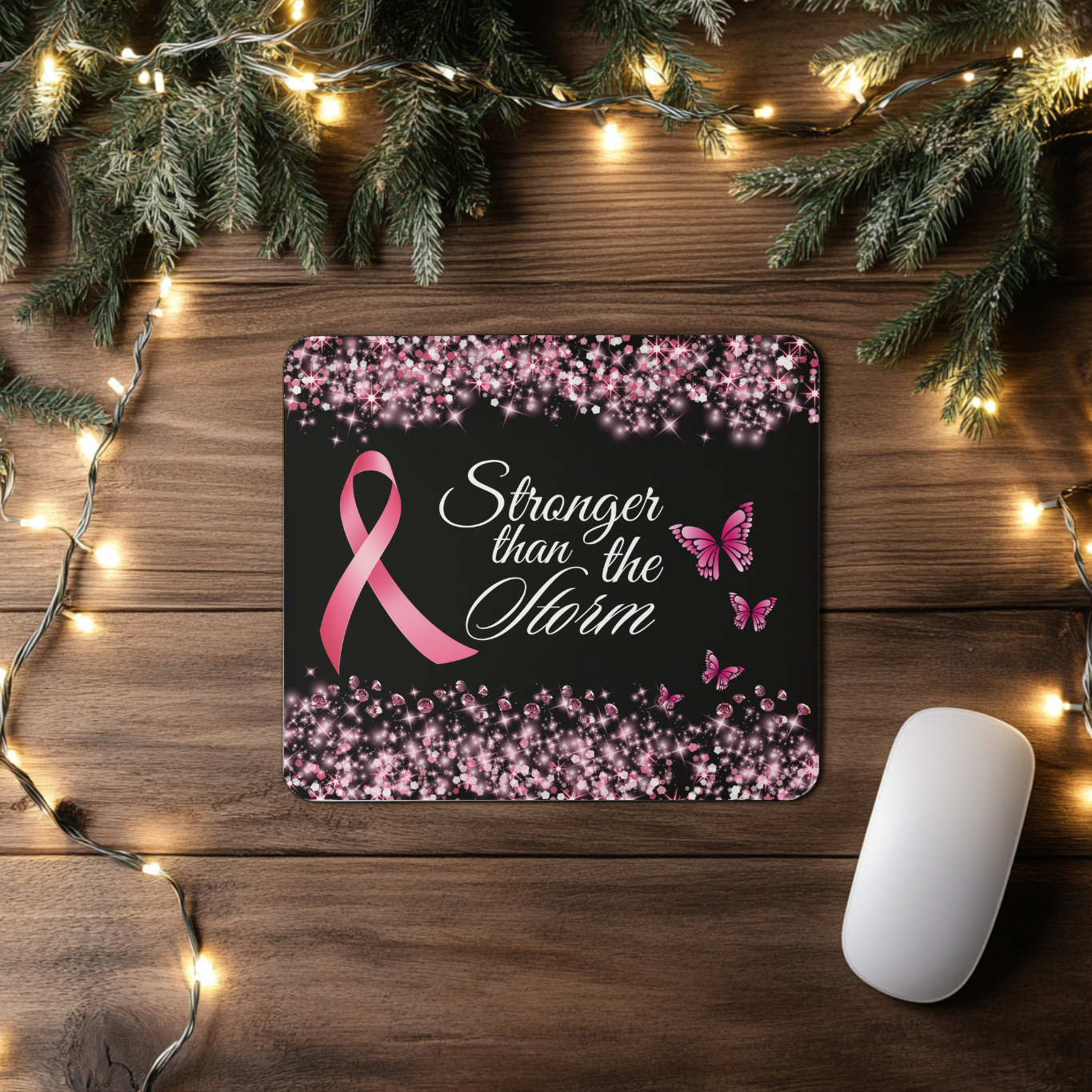 "Stronger Than the Storm" - Mousepad - Breast Cancer Awareness