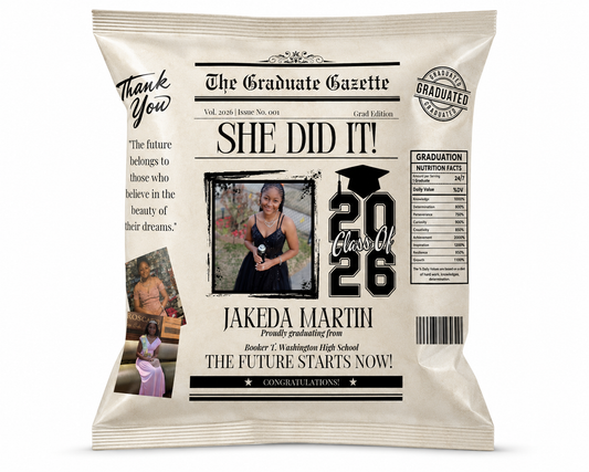 GRAD 2026 CHIP BAGS NEWSPAPER STYLE