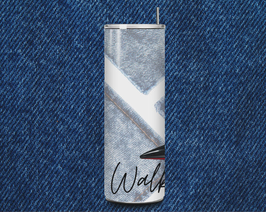 Personalized Denim "Walk by Faith" Crowned Tumbler